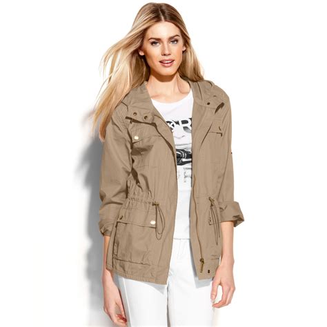 rain jacket michael kors|michael kors hooded anorak jacket.